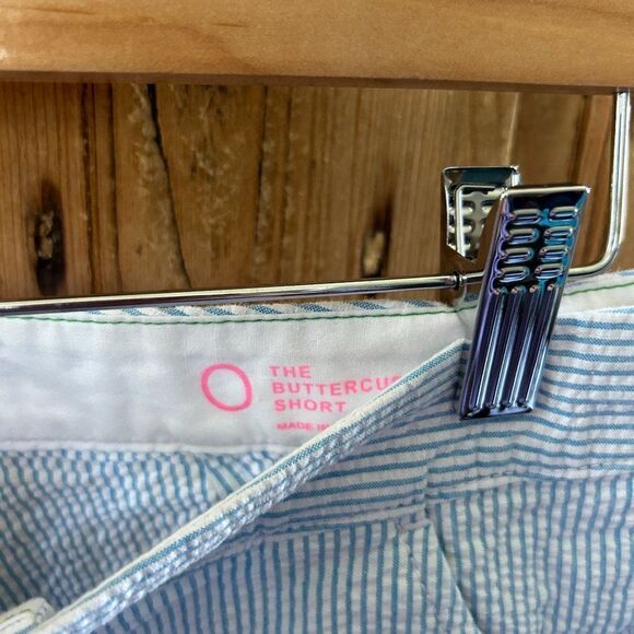 Lilly Pulitzer 0 Shorts Blue White Stripe Pockets Buttercup Scallop Seersucker - Picture 7 of 12